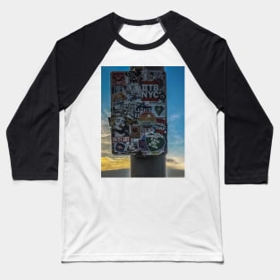 New York City Stickers Brooklyn Bridge Sunset Baseball T-Shirt